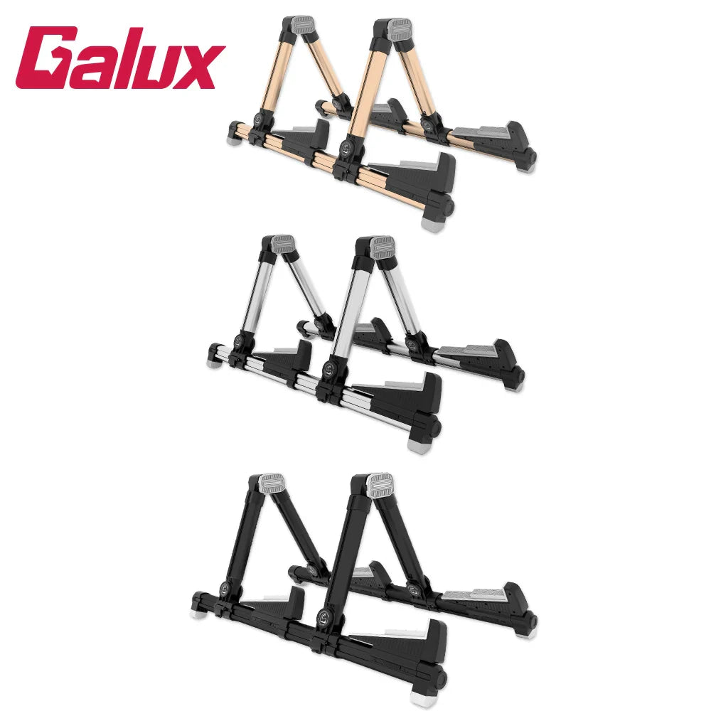 Galux GS-201 Twin Guitar Stand Foldable and Adjustable Stand Stable Support ABS Rotary Silicone Design Guitar Bass Accessories