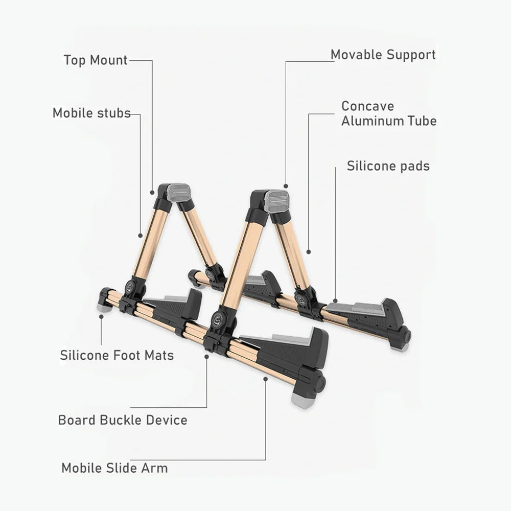 Galux GS-201 Twin Guitar Stand Foldable and Adjustable Stand Stable Support ABS Rotary Silicone Design Guitar Bass Accessories