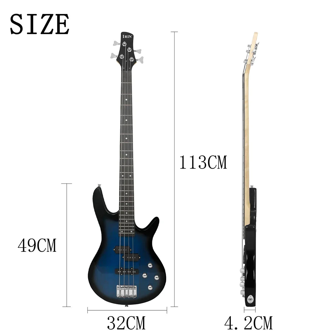 IRIN 4 Strings 24 Frets Electric Bass Guitar Maple Body Bass Guitar Guitarra