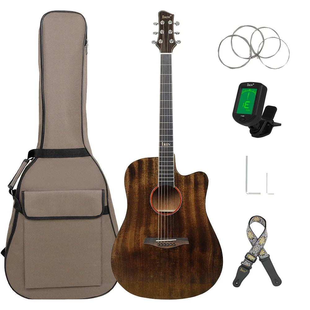 IRIN 40 Inch Acoustic Guitar 6 Strings Spruce Wood Panel Folk Guitarra with Bag