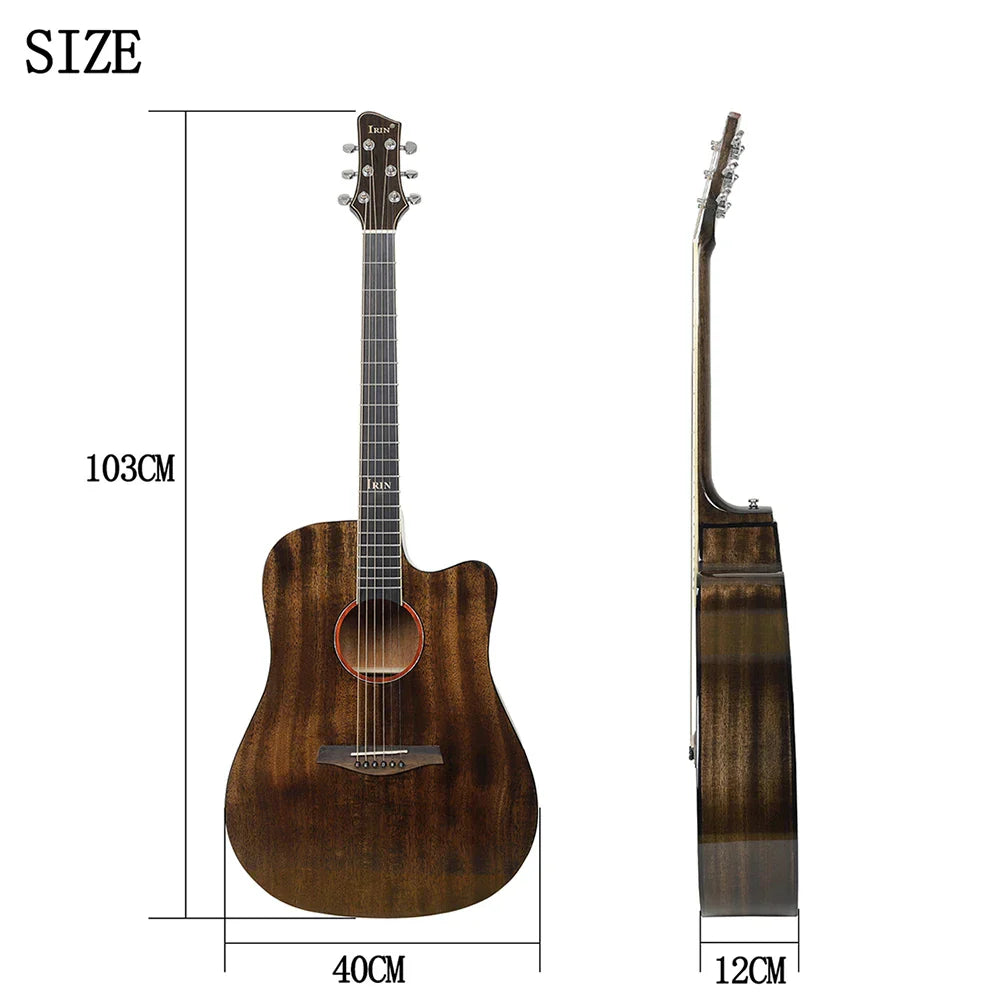 IRIN 40 Inch Acoustic Guitar 6 Strings Spruce Wood Panel Folk Guitarra with Bag