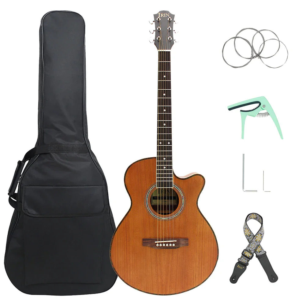 IRIN 40 Inch Acoustic Guitar Kit Sapele Body 6 Strings Folk Guitar Guitarra