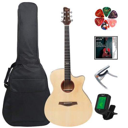 IRIN 41 Inch 6 Strings Acoustic Guitar Spruce Wood Panel Folk Guitarra with Bag