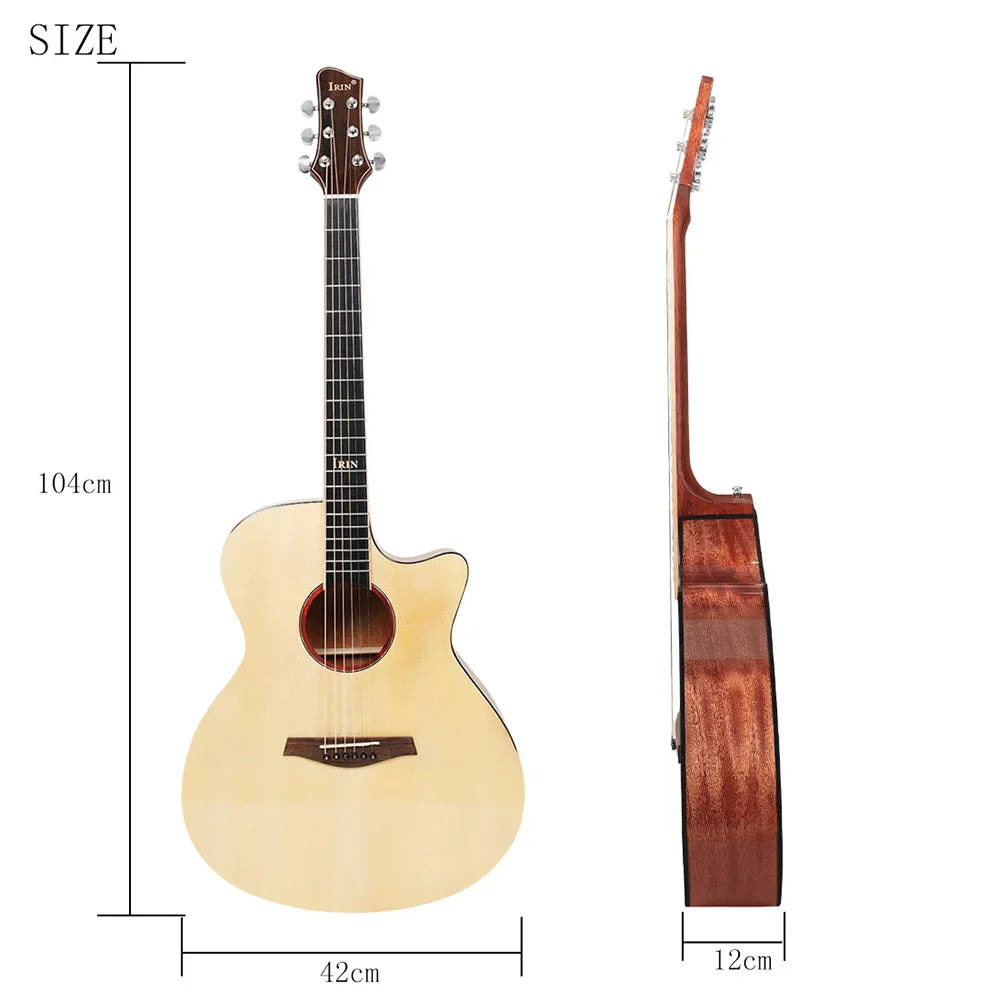 IRIN 41 Inch 6 Strings Acoustic Guitar Spruce Wood Panel Folk Guitarra with Bag