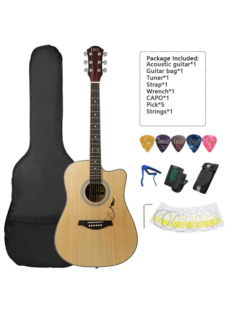 IRIN 41 Inch Acoustic Guitar 6 Strings Maple Body Folk Guitar Guitarra